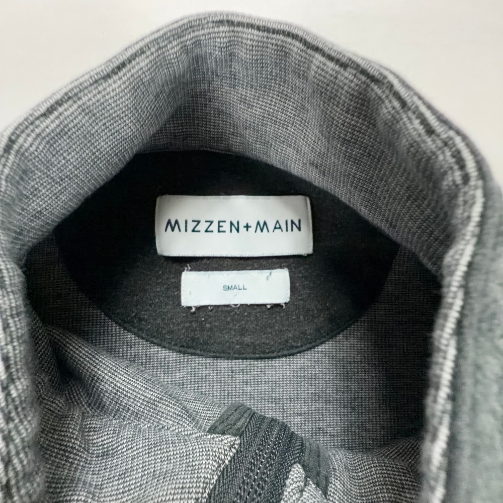 Mizzen‎ & Main Mens Gray Quarter Zip Pullover Sweater Small Cotton Blend Knit - Picture 3 of 7